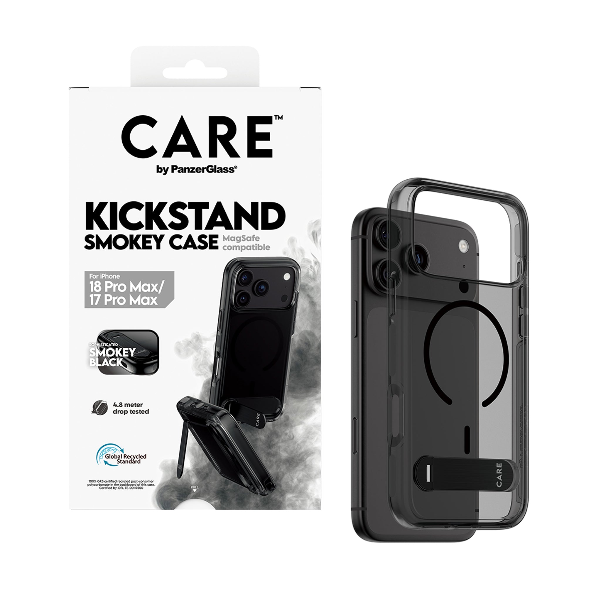 CARE™ by PanzerGlass® Kickstand Case Smokey w. Black MagSafe iPhone 18 Pro Max | 17 Pro Max